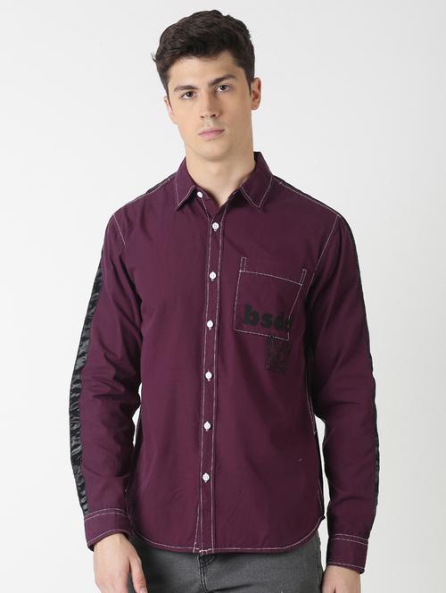 purple printed taped casual shirt - 17277660 - Very Small Image - 1