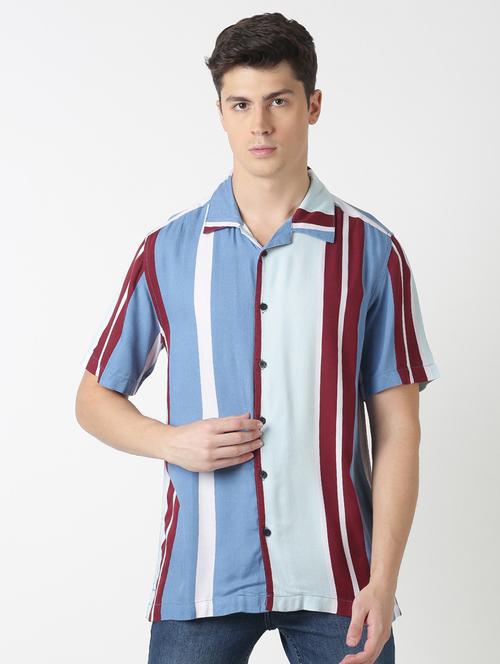 blue striped casual shirt - 17277669 - Very Small Image - 1