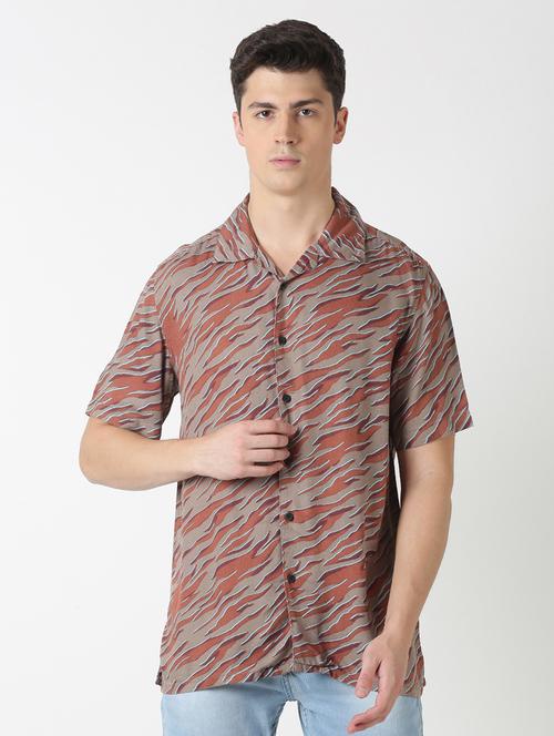 brown printed casual shirt - 17277672 - Very Small Image - 1