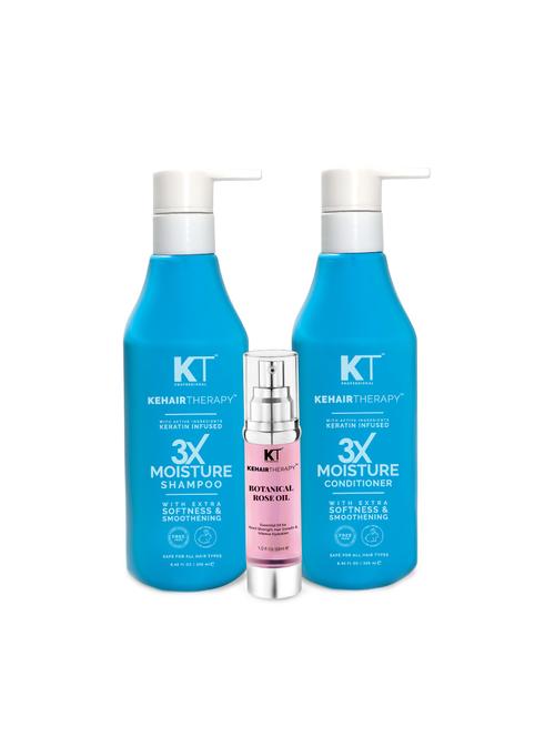 3x moisture shampoo & conditioner 250ml for extra softness and smoothing + botanical rose oil serum 50ml (pack of 3) - 17277912 - Very Small Image - 1
