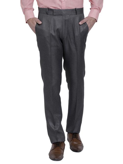 grey striped flat front formal trouser - 17278401 - Very Small Image - 1