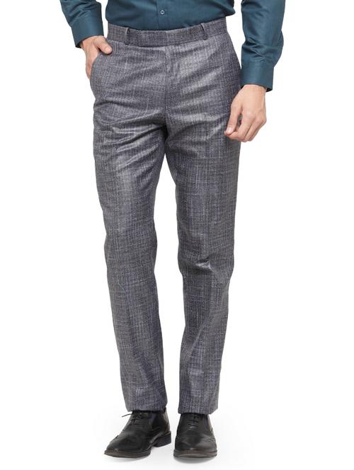 grey checkered flat front formal trouser - 17278424 - Very Small Image - 1