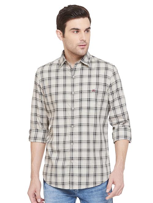 beige checkered casual shirt - 17279752 - Very Small Image - 1