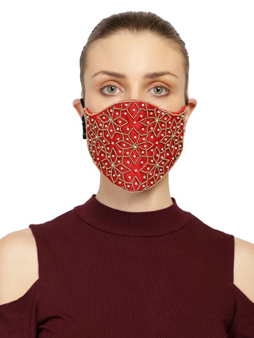 red cotton decorative women mask - 17279820 - Very Small Image - 1
