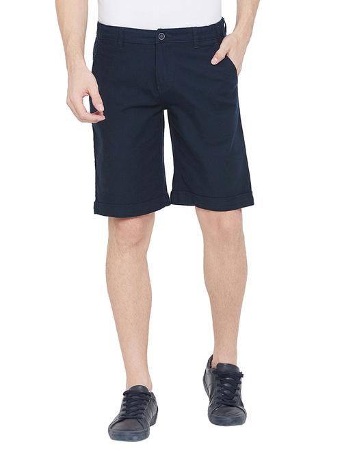 navy blue solid bermuda shorts - 17279983 - Very Small Image - 1