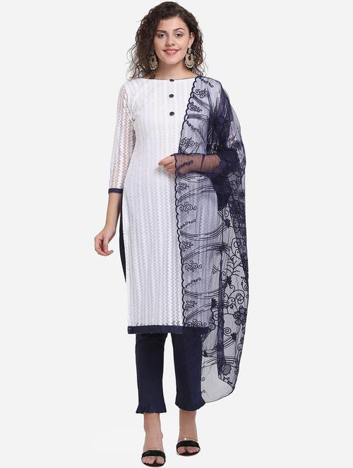 embroidered straight pant unstitched suit - 17280676 - Very Small Image - 1