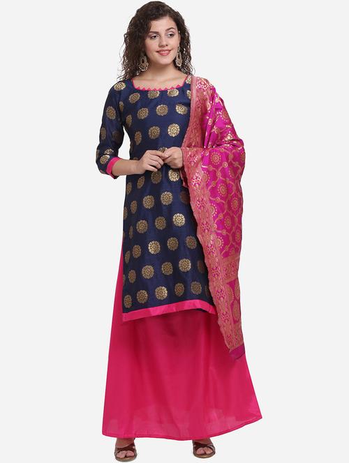 self design palazzo unstitched suit - 17280691 - Very Small Image - 1