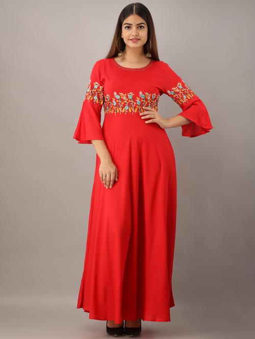 embroidered flared kurta - 17280781 - Very Small Image - 1