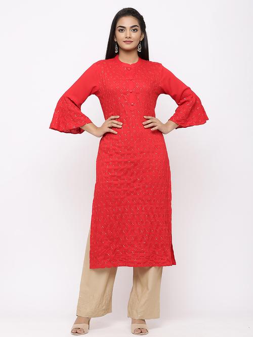 embroidered kurta palazzo set - 17280813 - Very Small Image - 1