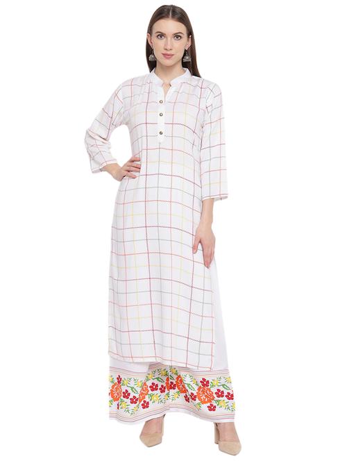 checkered kurta palazzo set - 17281296 - Very Small Image - 1