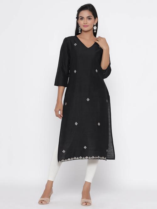 solid embellished straight kurta - 17281622 - Very Small Image - 1
