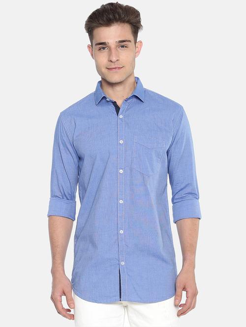 blue solid casual shirt - 17281806 - Very Small Image - 1