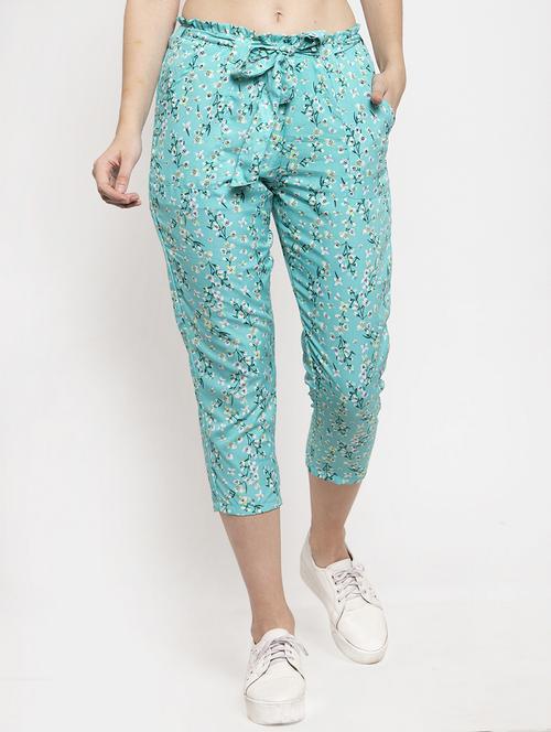tie up waist floral capri - 17282076 - Very Small Image - 1