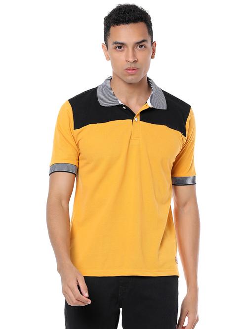 yellow color block polo t-shirt - 17284300 - Very Small Image - 1