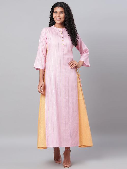 printed a-line ethnic dress - 17286100 - Very Small Image - 1