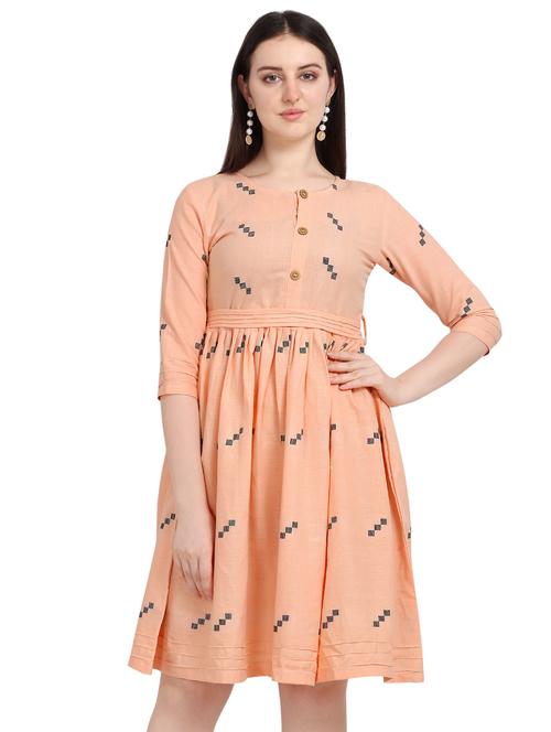 peach cotton dress - 17287250 - Very Small Image - 1