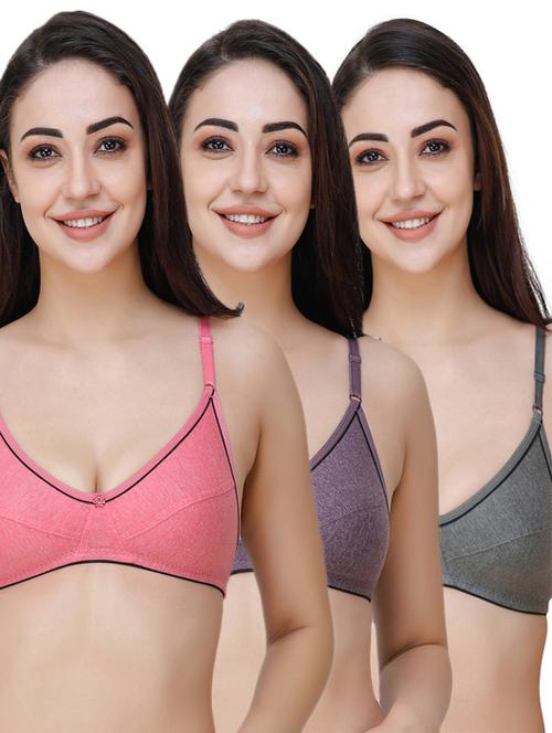 set of 3 floral patch bra  - 17288421 - Very Small Image - 1