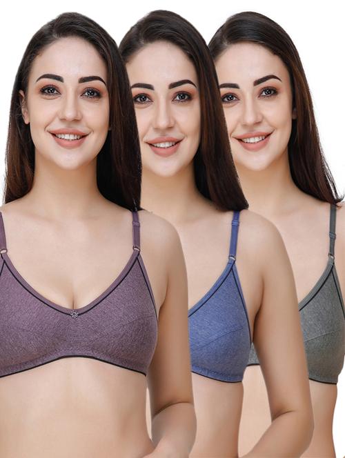 set of 3 floral patch bra  - 17288422 - Very Small Image - 1