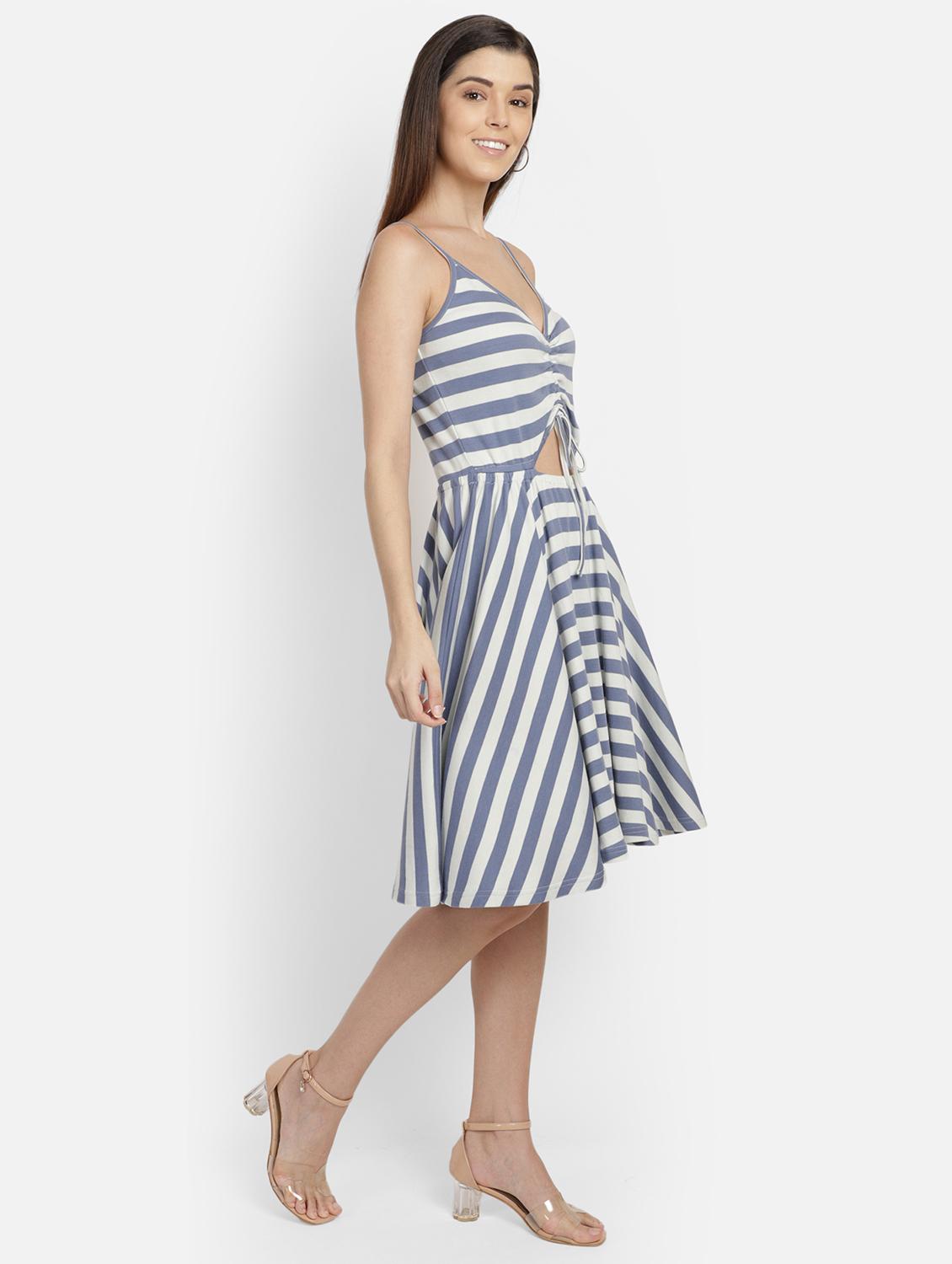 women's fit & flare striped dress - 17288540 - Standard Image - 2