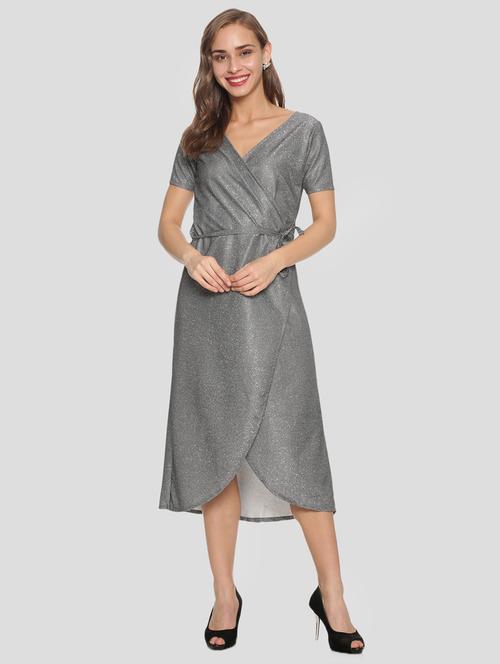 women's wrap solid dress - 17289330 - Very Small Image - 1