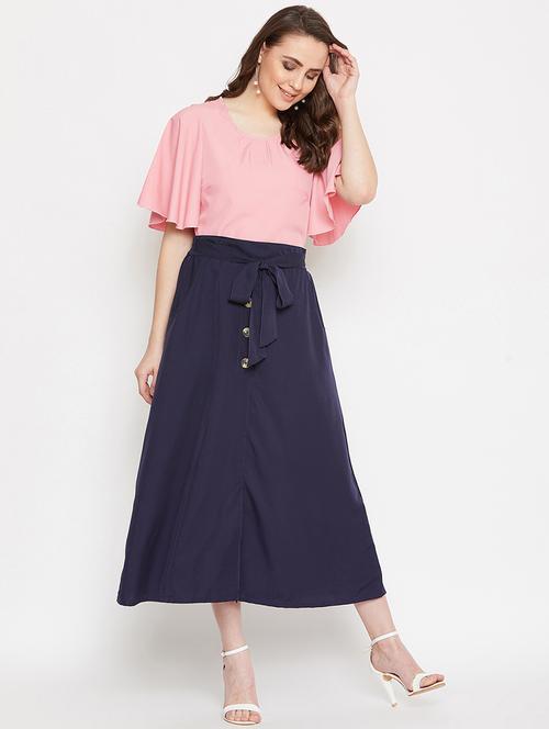 tie up waist skirt with solid top set  - 17289627 - Very Small Image - 1