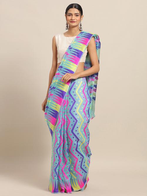 chevron jamdani saree with blouse - 17289825 - Very Small Image - 1