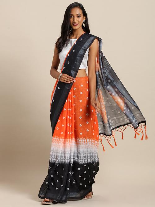 bandhani printed saree with blouse - 17289989 - Very Small Image - 1