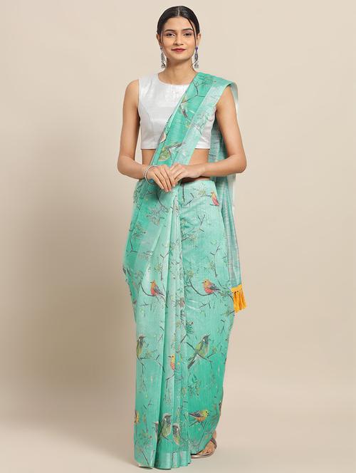 conversational handloom saree - 17290321 - Very Small Image - 1