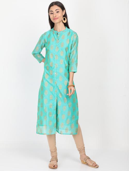 gold print straight kurta - 17291542 - Very Small Image - 1