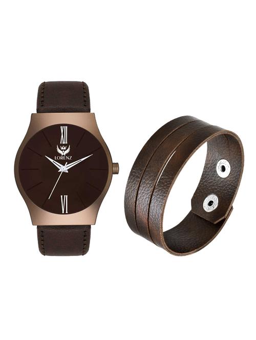 lorenz brown dial watch & leather bracelet for men\boys | 2043-br2 - 17292474 - Very Small Image - 1