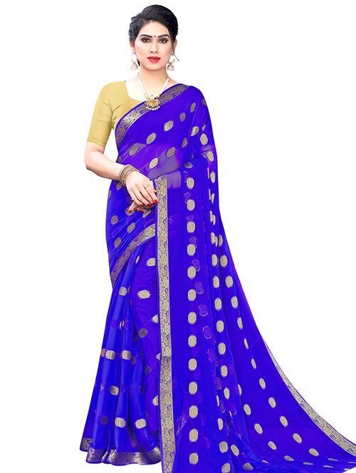 ethnic motifs zari work saree with blouse - 17293963 - Very Small Image - 1