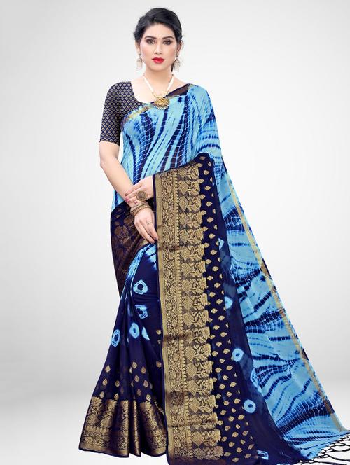 bandhani printed saree with blouse - 17293985 - Very Small Image - 1