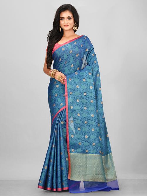 bordered banarasi saree with blouse - 17294542 - Very Small Image - 1