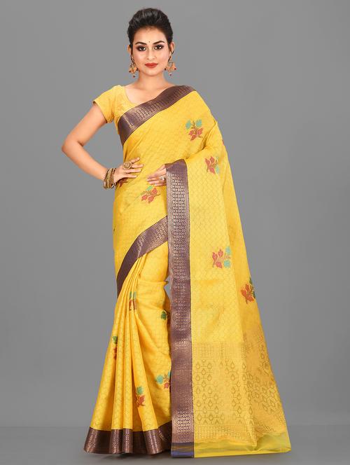 bordered banarasi saree with blouse - 17294597 - Very Small Image - 1