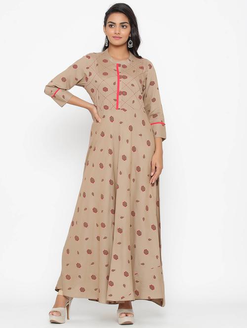 printed flared ethnic dress - 17295944 - Very Small Image - 1