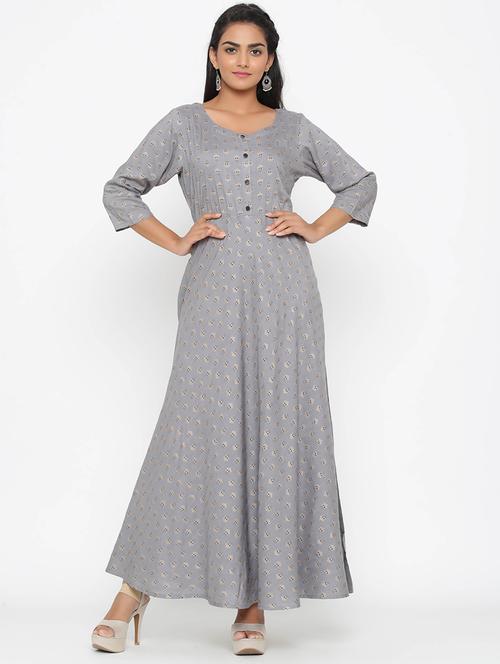 floral print flared ethnic dress - 17295948 - Very Small Image - 1