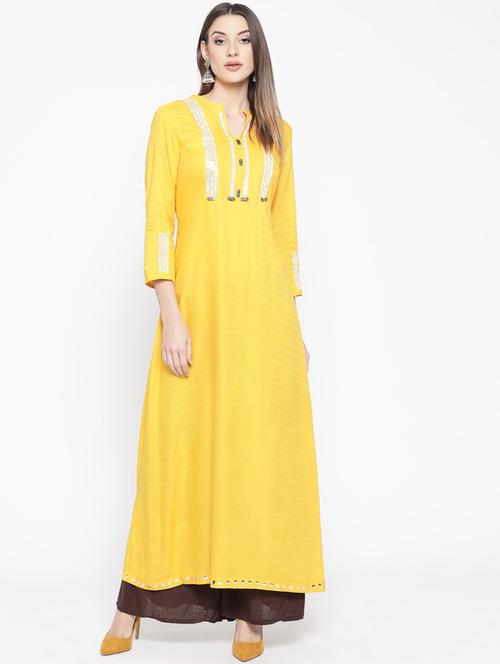 yoke embroidered a-line ethnic dress  - 17295950 - Very Small Image - 1