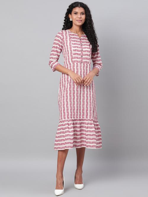 mandarin neck striped dress  - 17296432 - Very Small Image - 1