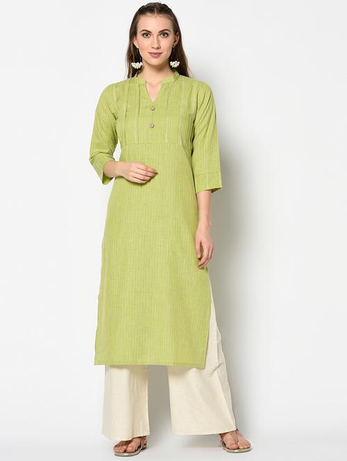 solid pintucks straight kurta - 17297156 - Very Small Image - 1