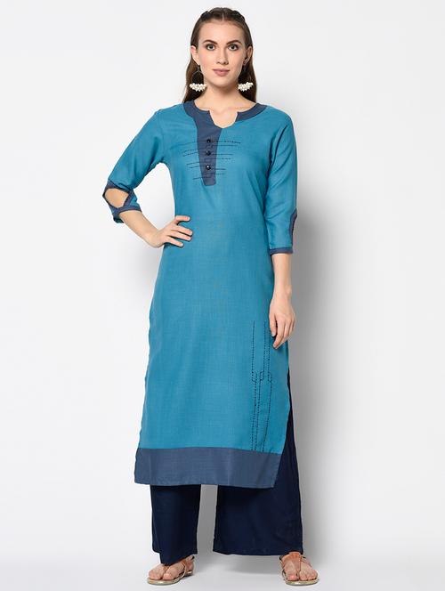 solid straight kurta - 17297162 - Very Small Image - 1