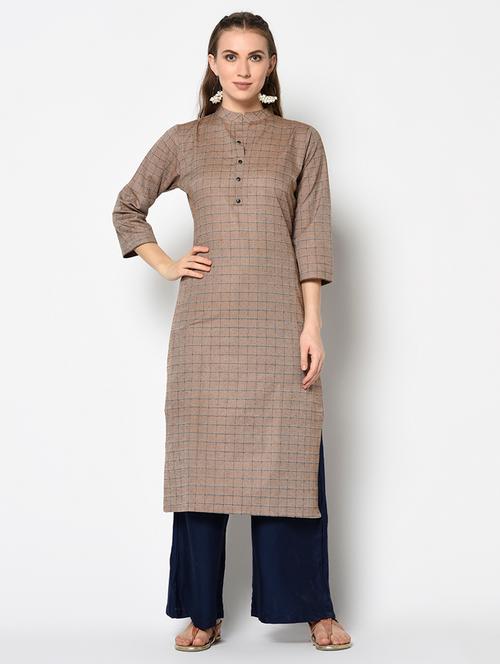checkered straight kurta - 17297163 - Very Small Image - 1