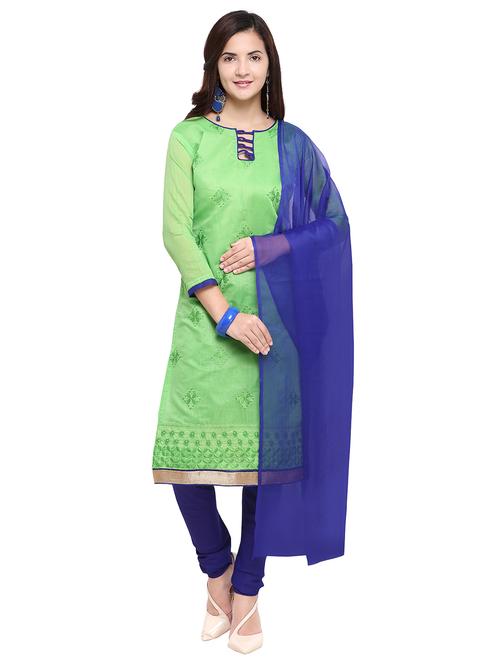 embroidered churidaar unstitched suit - 17297679 - Very Small Image - 1
