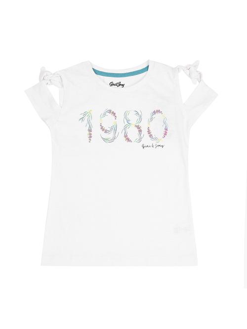 white cotton blend regular tops & tee - 17298969 - Very Small Image - 1