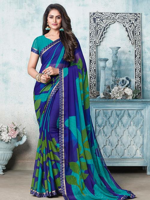 abstract printed saree with blouse - 17299315 - Very Small Image - 1