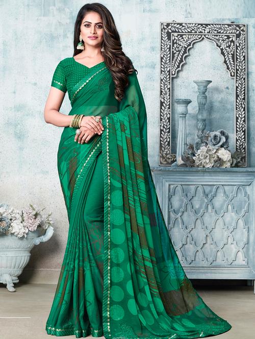 abstract printed saree with blouse - 17299316 - Very Small Image - 1