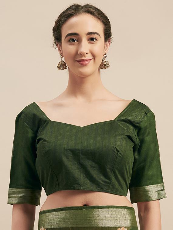 women's floral green colored saree with blouse - 17299438 - Zoom Image - 2