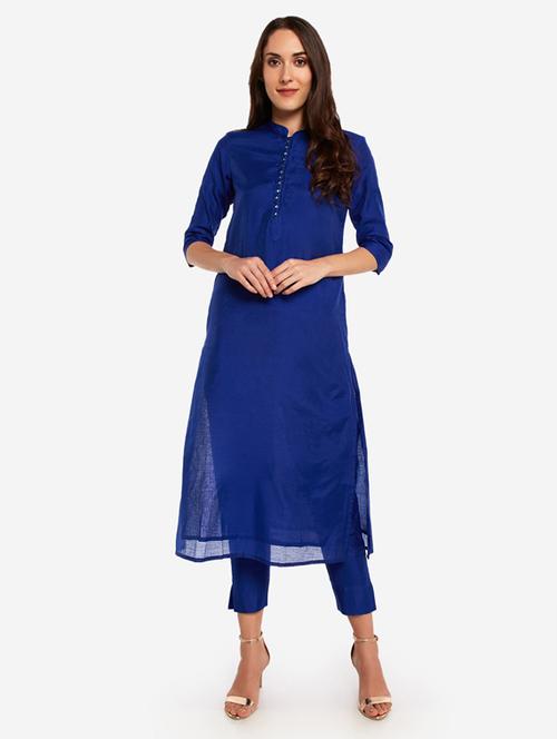 solid kurta pant set - 17300526 - Very Small Image - 1