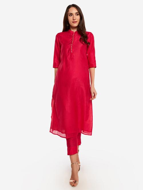 solid kurta pant set - 17300527 - Very Small Image - 1