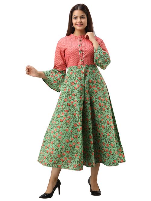 floral print flared kurta - 17324396 - Very Small Image - 1