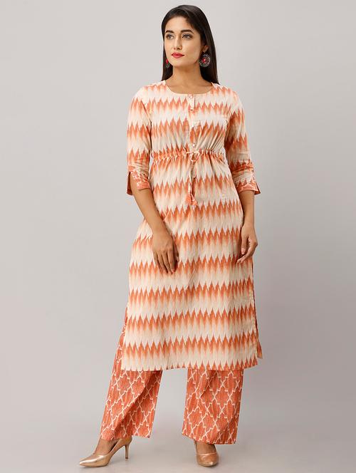 ikat print kurta palazzo set - 17324413 - Very Small Image - 1